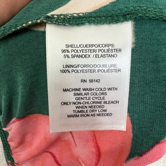 Maggy London Woman Plus Size 20W Green Pink Floral Sleeveless Maxi Dress - Picture 11 of 12